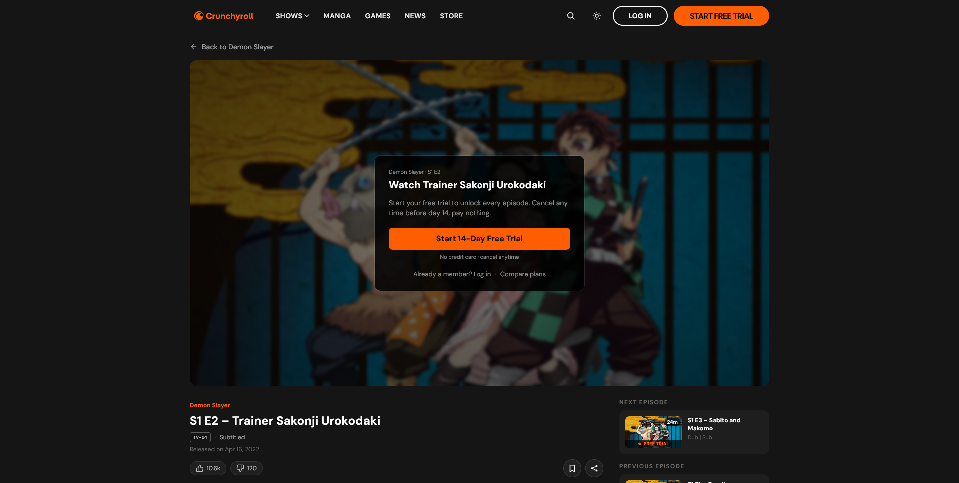 The redesigned end-of-episode gate, appearing only after Episode 1 has played