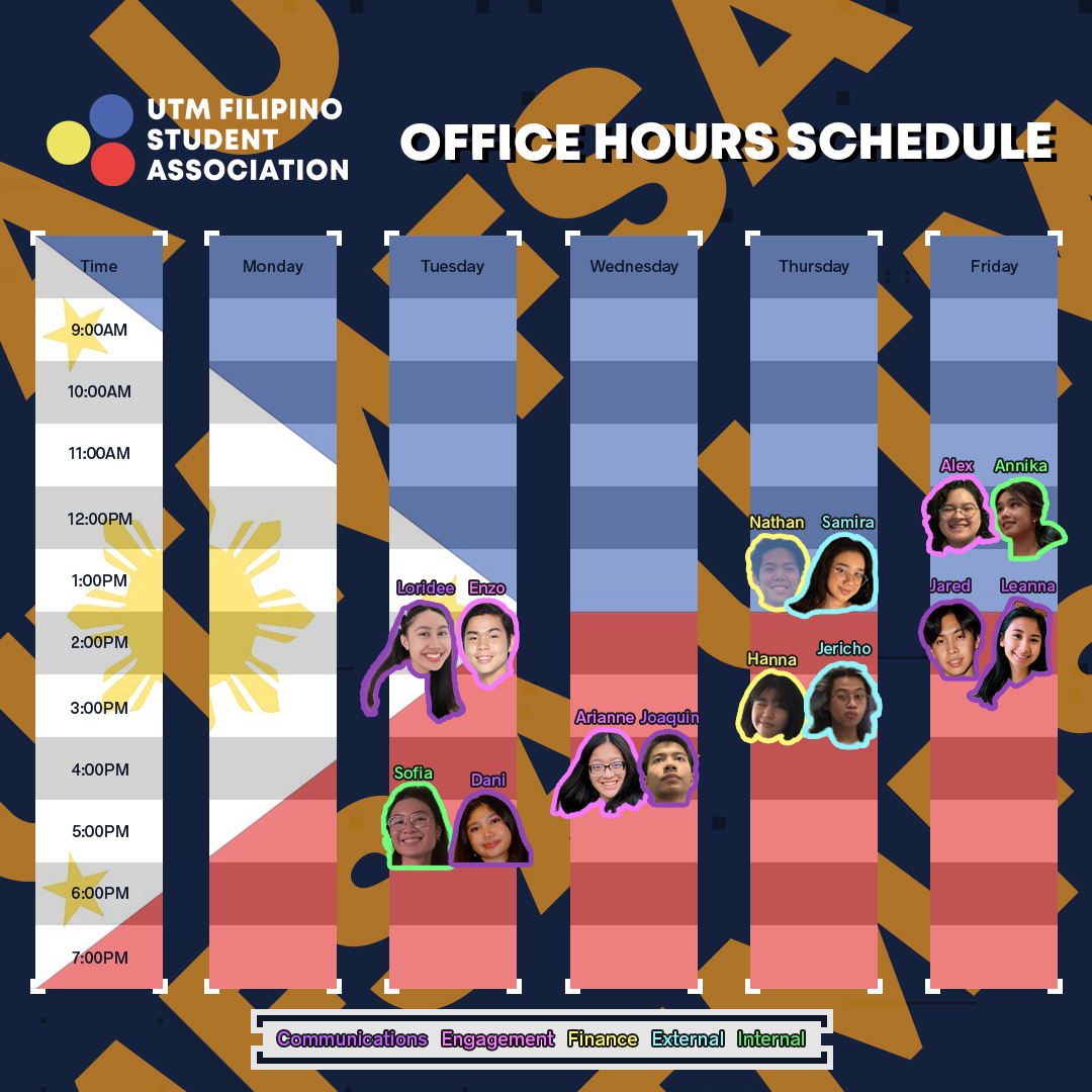 UTM FSA Winter 2022 Office Hours Timetable Instagram Post Design